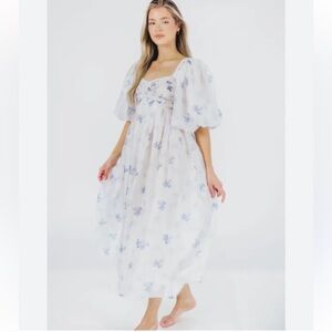 Worth Collective Harlow Maxi Dress Blue Vintage Floral Size XL